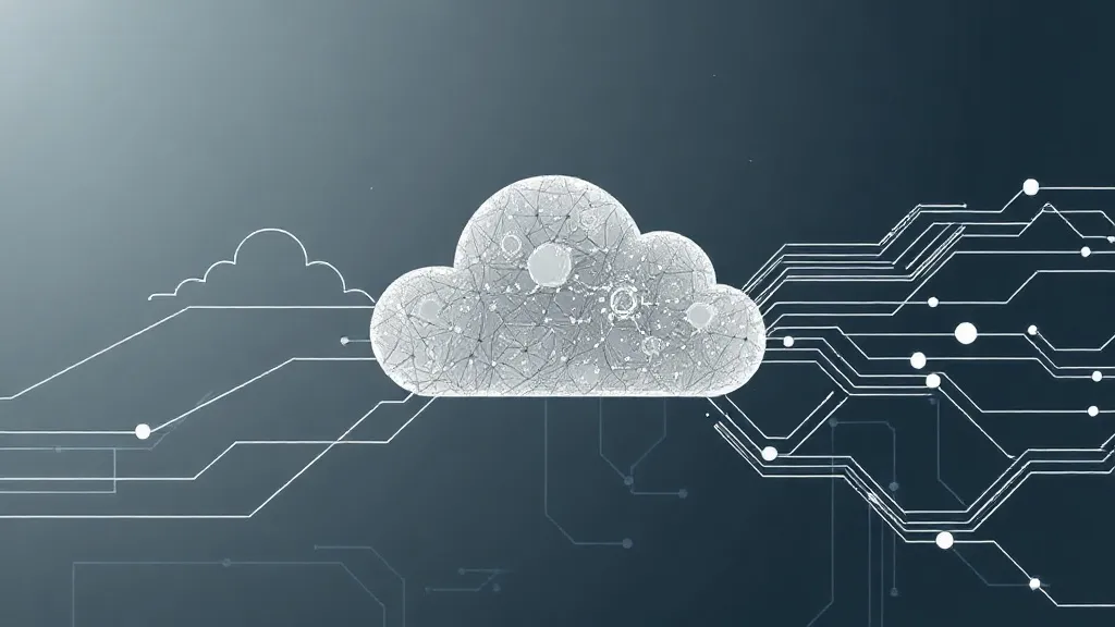 Stylized abstract visualization of cloud data flow, minimali
