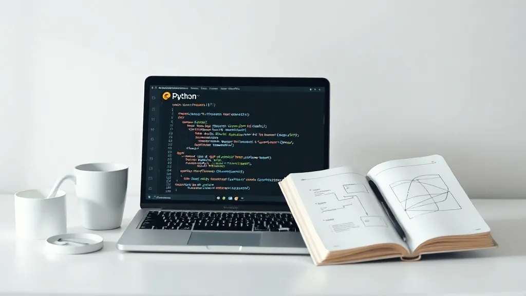 Clean minimalist workspace with a laptop displaying a struct